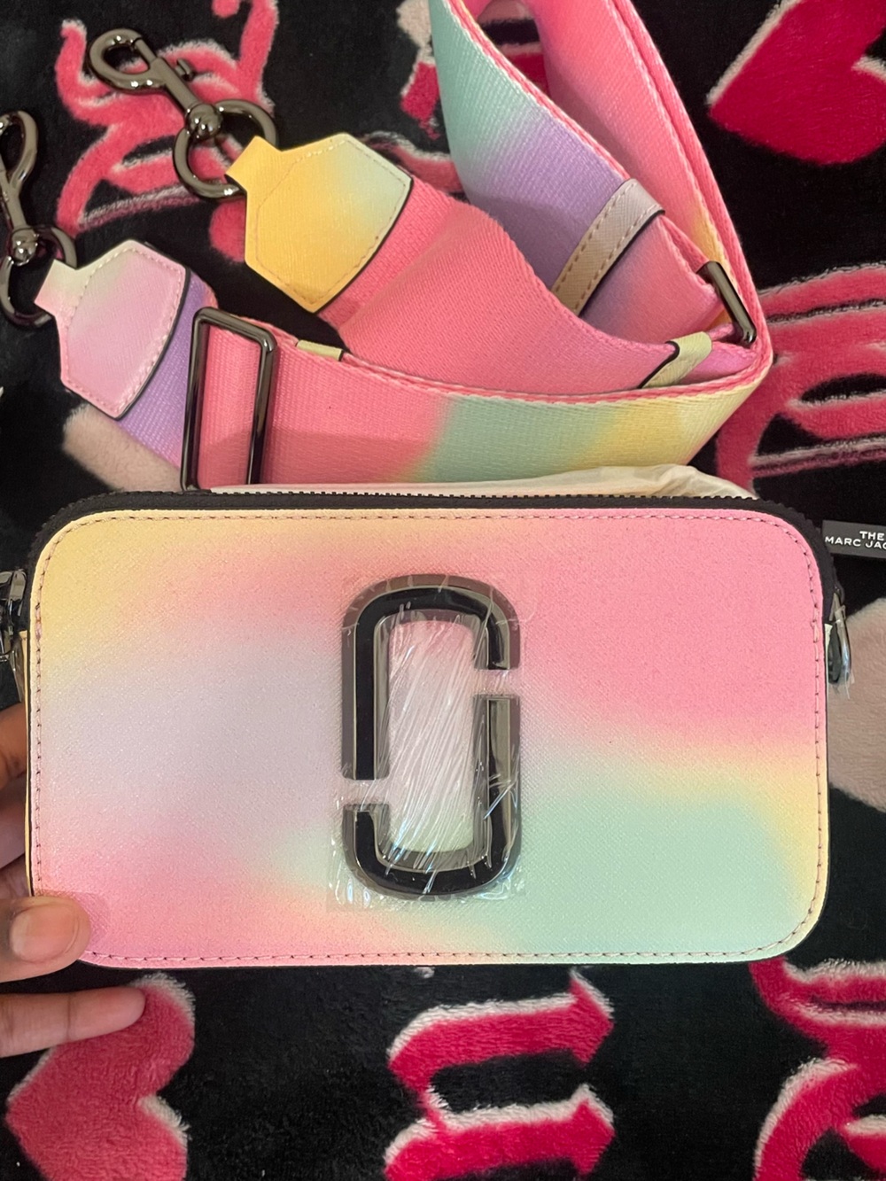 Marc Jacobs-Inspired Pastel Rainbow Crossbody Bag - Pink Gradient